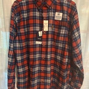 Izod Men's Casual Red and Blue Plaid Shirt